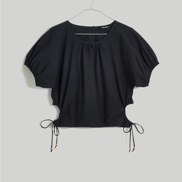 Madewell Tops - madewell crop cinched sides black “jewel” top